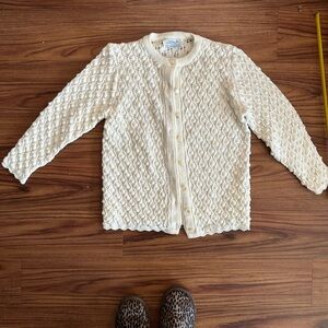 Vintage white knit Textured Cardigan